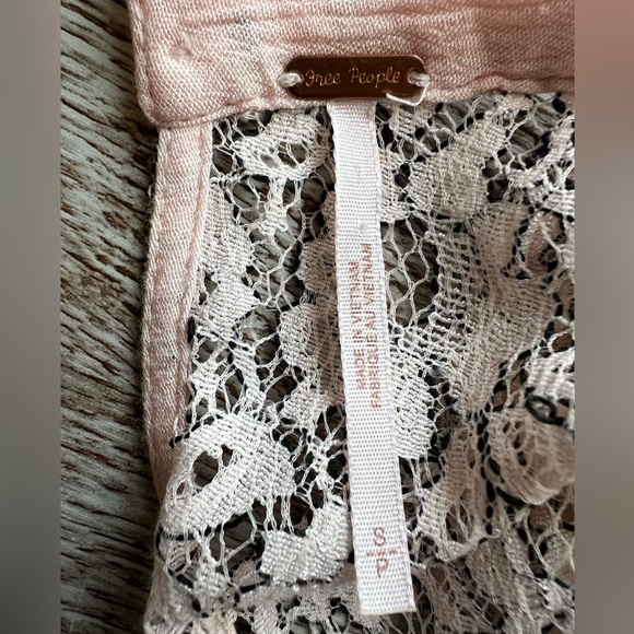 Free People Tell Tale Sheer Lace Pink and Cream Lace Tunic dress Victoriancore - Picture 5 of 9